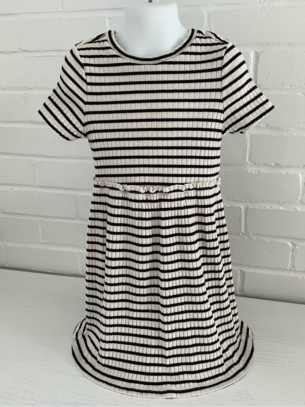 Art Class Black/Cream Stripe A-Line Comfy Short Sleeve Dress Size 5T